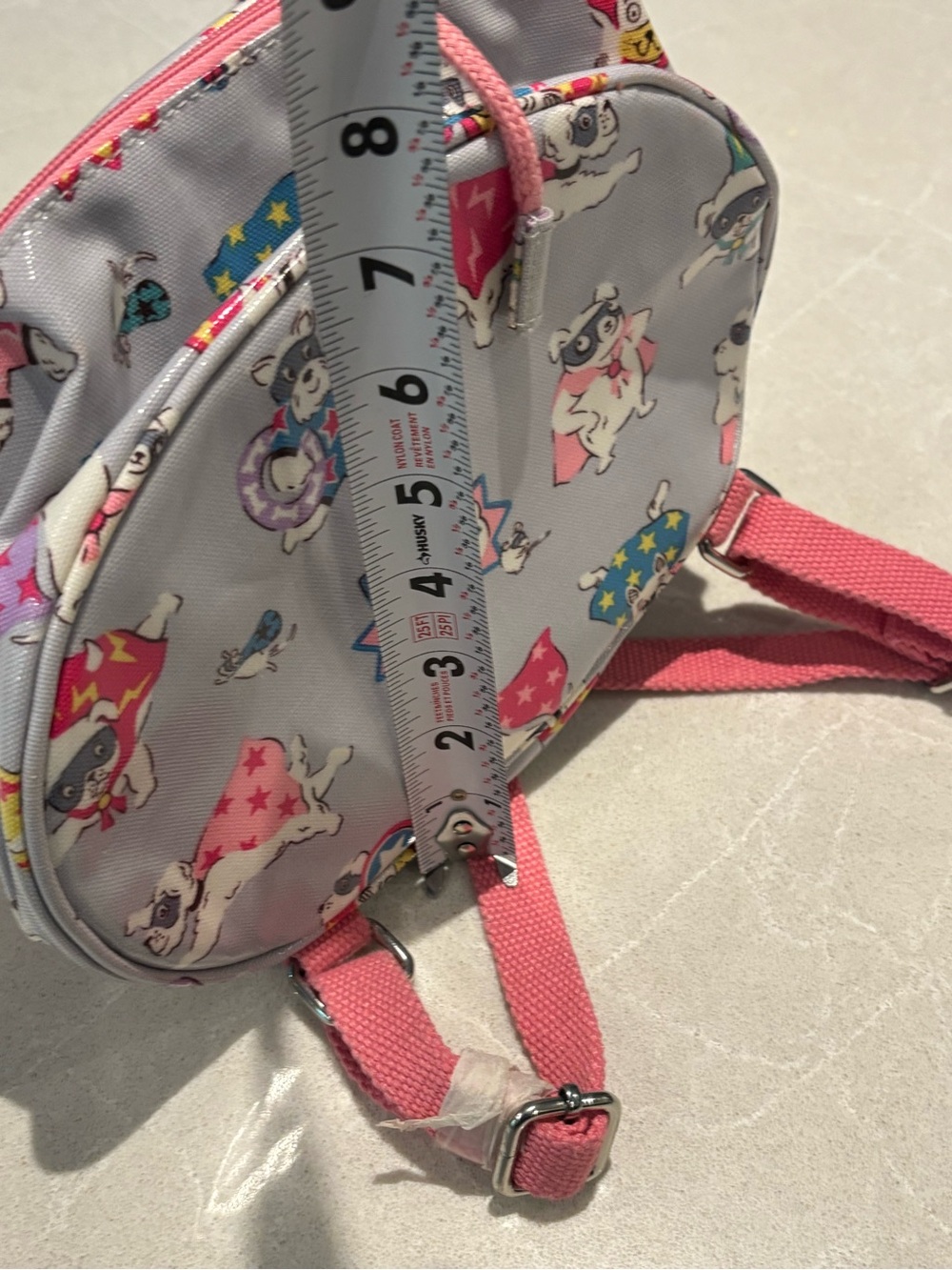 Cath Kidston Super Dogs Mini Drawstring Backpack Oilcloth Rucksack Grey - Picture 9 of 11